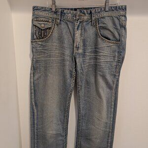 Vintage Reve-Kayden K Heavy Stitch Bling Jeans. Size 36x32